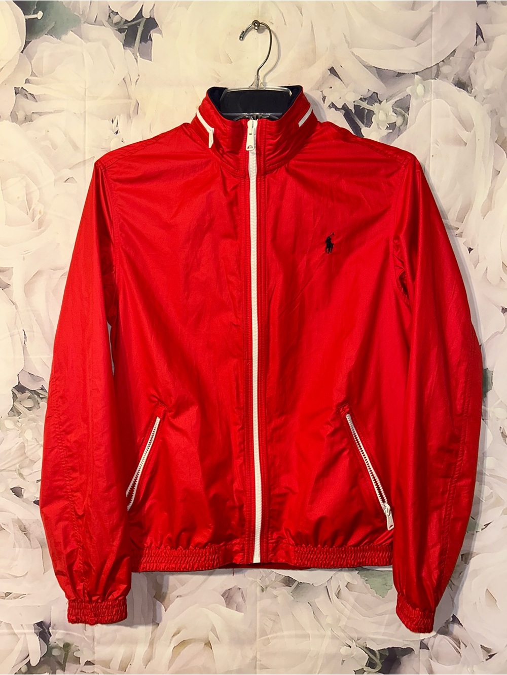 Vintage Polo Ralph Lauren Golf Windbreaker Bomber Jacket Red Small With Hood